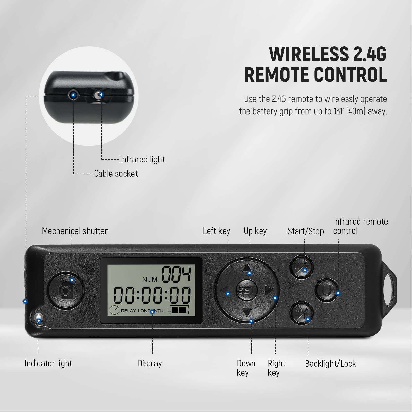 NEEWER Empuñadura Batería BG-R10 Para Canon R5/R6 – Con Mando 2.4G, 2 Baterías LP-E6NH De 2250mAh Y Cargador USB