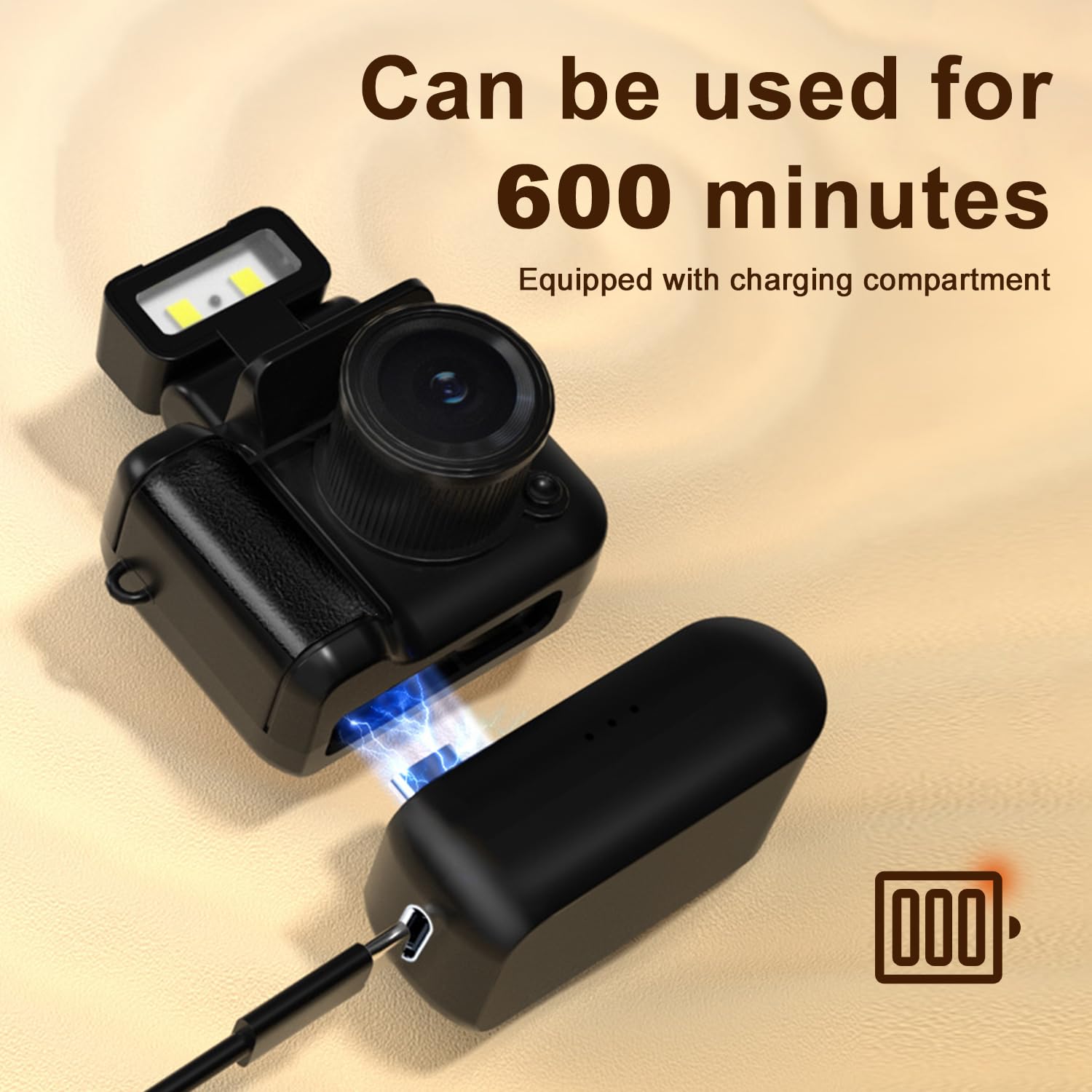 Mini Retro Video Camera Digital, Mini Keychain Camera with Sd Card, Portable Tiny Nostalgic Digital Camera, 1080p Hd with Led Flash Light (Black No Memory Card)