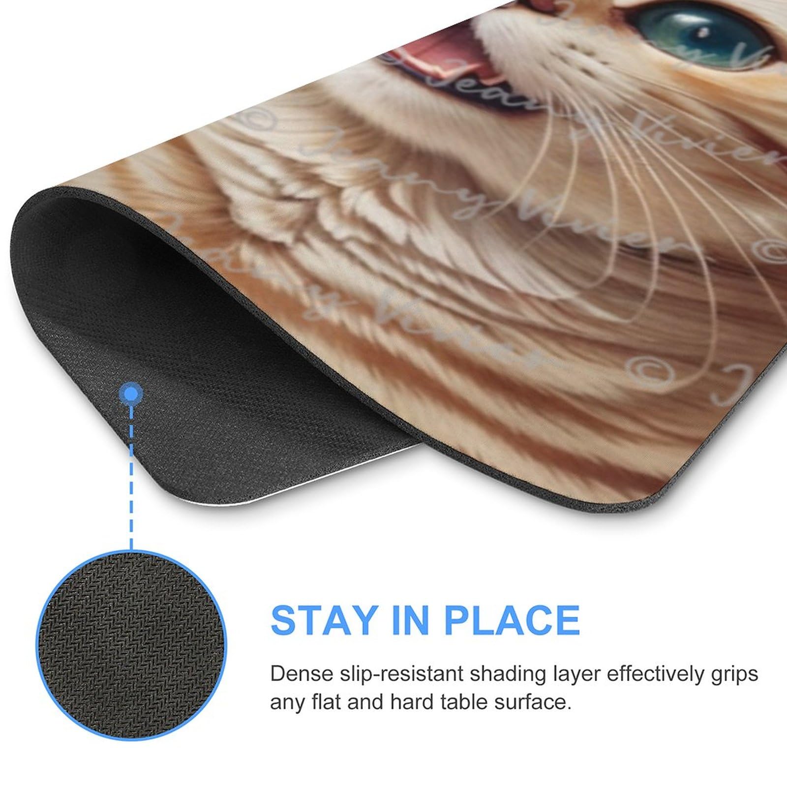 Tappetino Per Mouse Quadrato Con Gattino Carino, 24x20 Cm, Base Antiscivolo In Gomma, Superficie In Tessuto Impermeabile