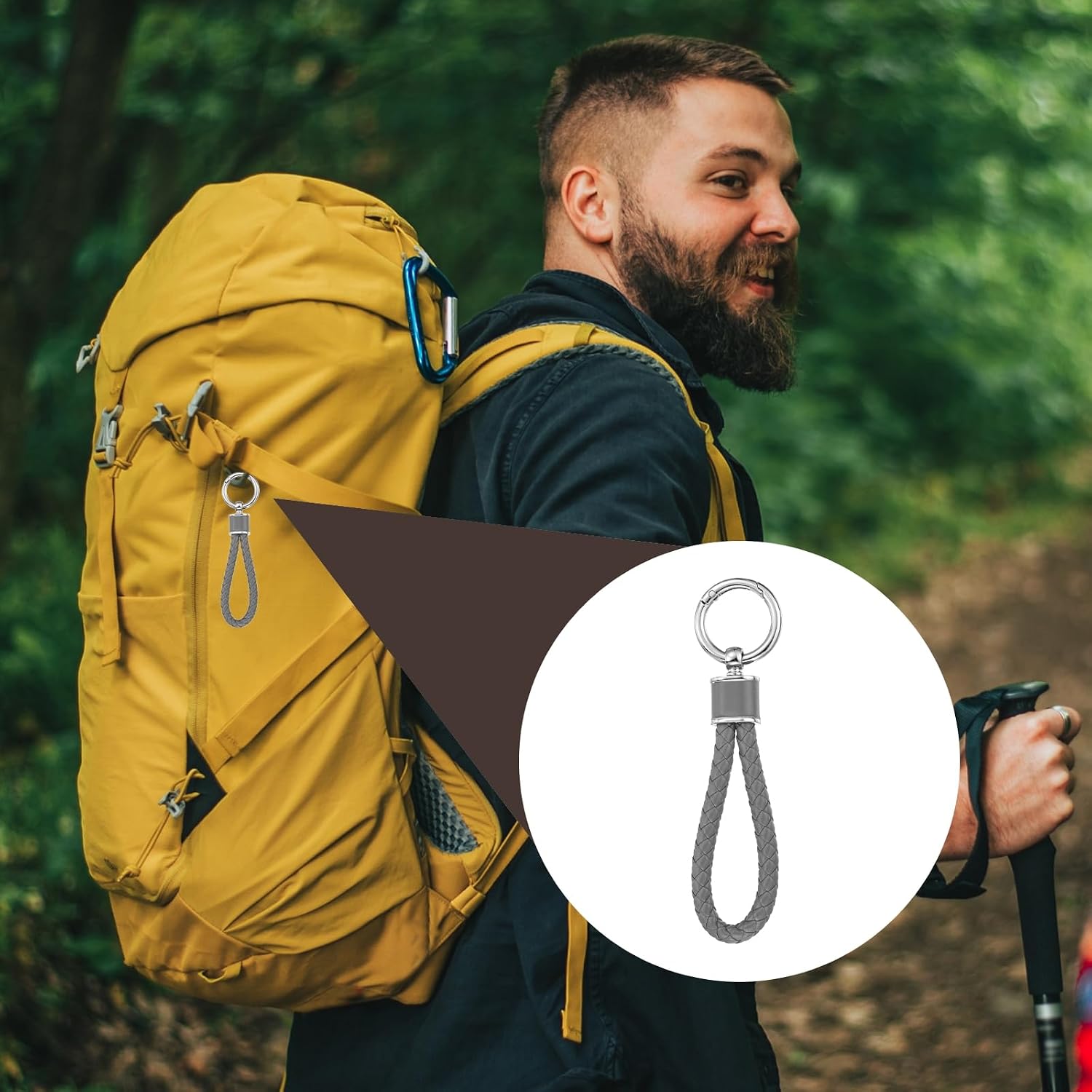 MECCANIXITY Weave Key Chain Ring Braided Rope Leather Keychain with 360 Degree Rotatable D-ring and Screwdriver Zinc Alloy