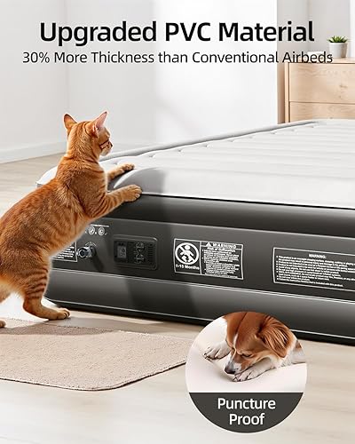 Miniatura 4 de CHILLSUN Colchón de aire mejorado 2025 tamaño matrimonial con bomba integrada, colchón elevado de 18 pulgadas, colchón inflable inflable, cama de