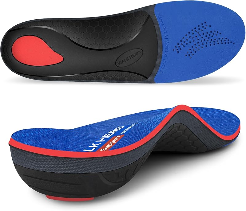 WalkHero Arch Support Inserts, Plantar Fasciitis Insoles with Max Cushion | Work Orthotic Shoe Insoles Relieve Foot Fatigue during All-Day Standing, Ideal for Work Boots (Mens 9-9.5 Womens 11-11.5)