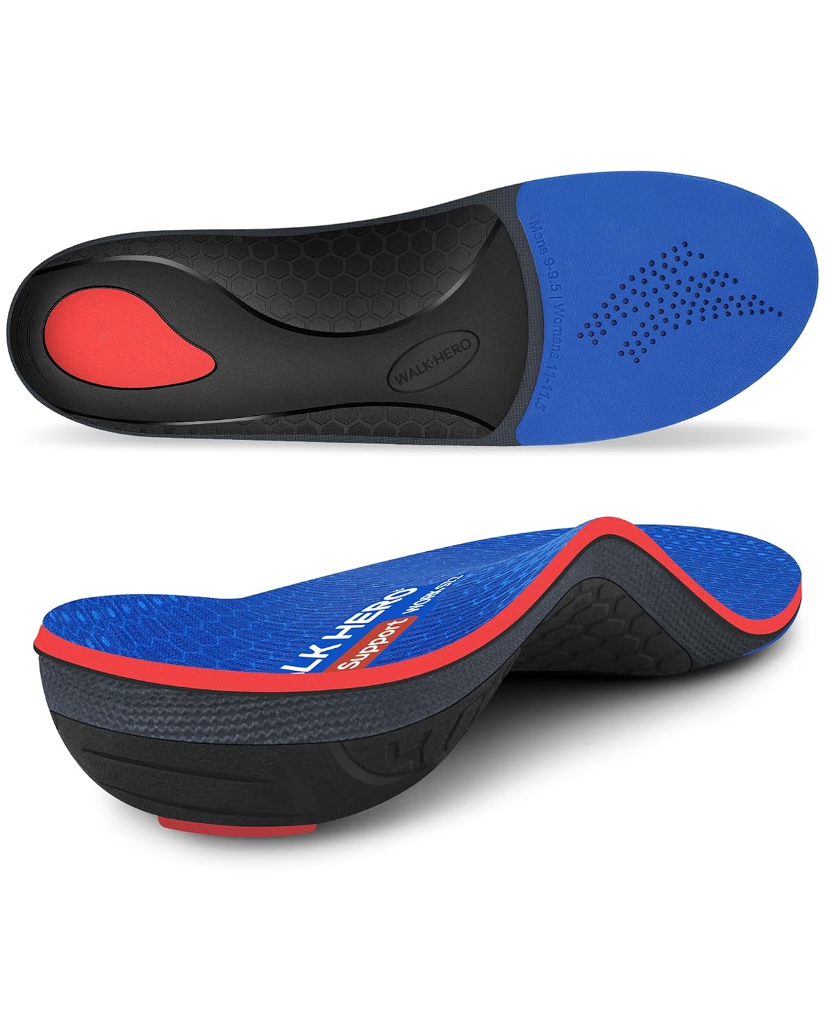 Walkhero Arch Support Inserts for Men Women - Plantar Fasciitis Insoles with Max Cushion Orthotics for Heel Pain