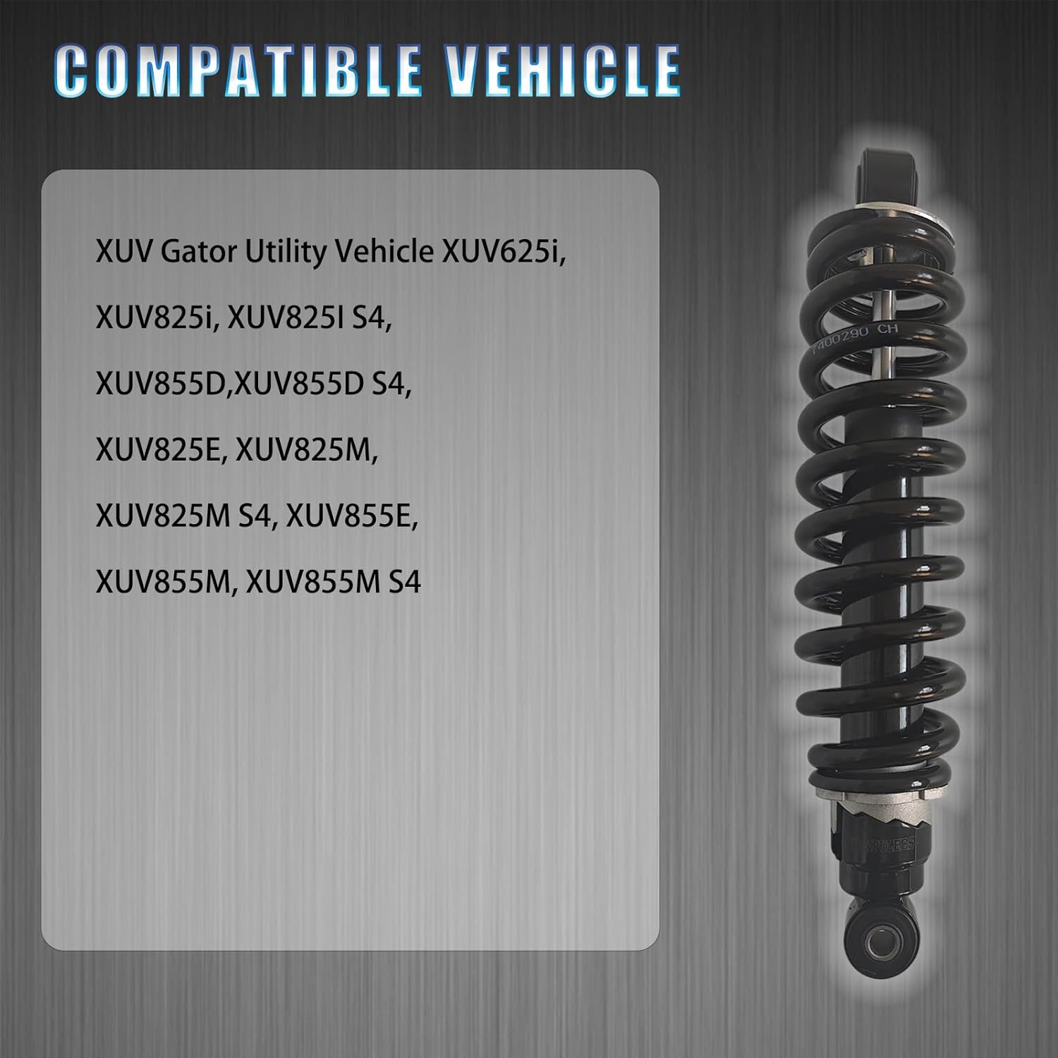 AM142425 2Pcs Rear Shock Absorber Strut Coil-over Spring adjustable.Compatible with XUV Gator XUV625i,XUV825i,XUV855D,XUV825M,XUV825E,XUV855M,XUV855E.
