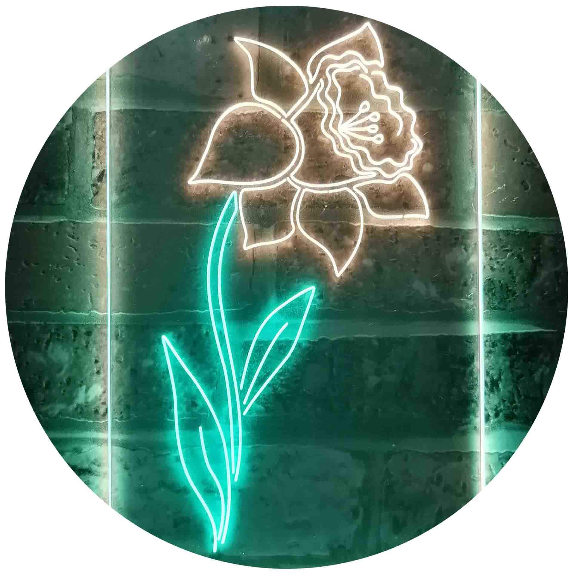 ADVPRO Daffodil Flower Room Dual Color LED Neon Sign Green & Yellow 300 x 400mm st6s34-i3527-gy