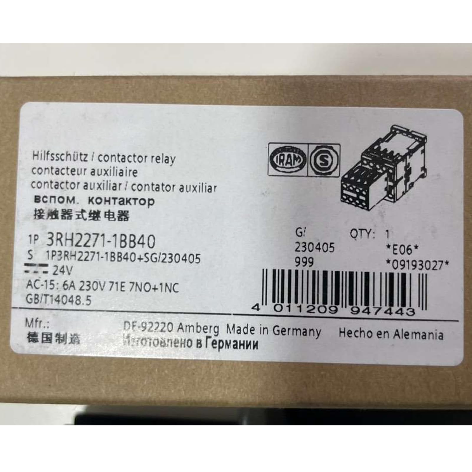 3RH2271-1BB40 contacteur auxiliaire industriel 3RH22711BB40 neuf boite