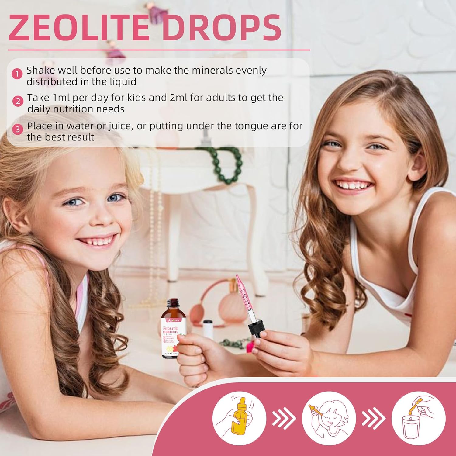 Zeolite Detox for Kids & Adults, 300 mg Zeolite Clinoptilolite Liquid with Vitamin B12 & D3, Vitamin C & Zinc Gluconate, Immune Support & Gut Health, Natural Strawberry Flavor, 2 Fl Oz - Image 4