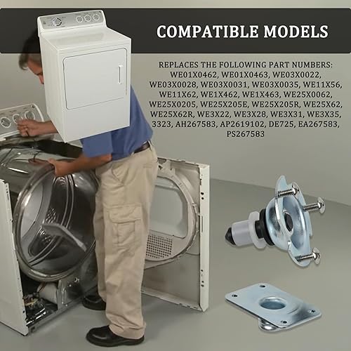 Miniatura 3 de WE25X205 Kit de rodamiento de tambor trasero para secadora GE Hotpoint WE25M40 AP2619300 PS267529 WE25M40 PS267583 AP2619102