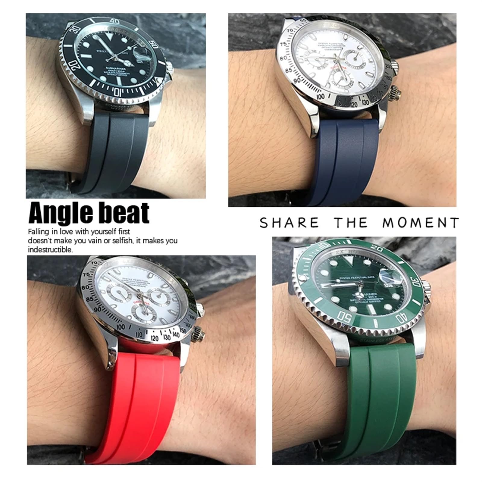 Cinturino in gomma naturale 18 mm 19 mm 20 mm 21 mm per Rolex Submariner Daytona Yatch Master Oyester Datejust cinturino in silicone