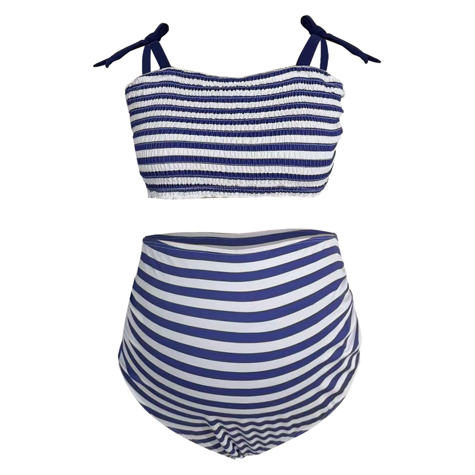 Bikini de grossesse 2 pièces élégant - Taille haute - Grande taille - Maillot de bain d'été pour femmes enceintes - Push Up - Maillot de bain de grossesse