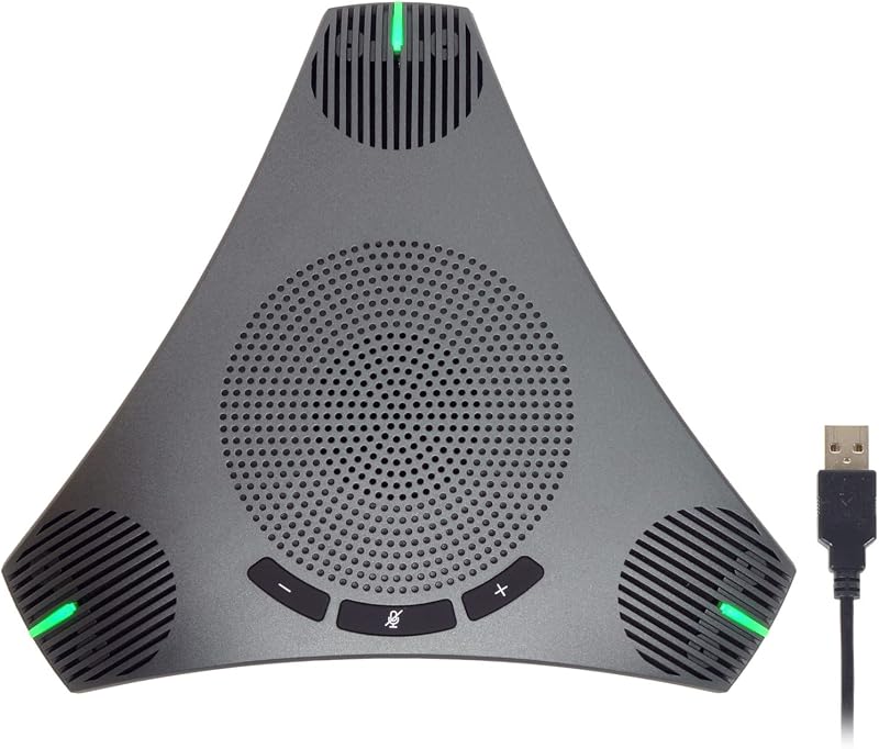 parlante y micrófono de conferencia, micrófono USB omnidireccional de 360° con concentrador USB, micrófono de computadora con reducción de ruido/cancelación de eco para conferencias de negocios de 8 a 10 personas, oficina en casa