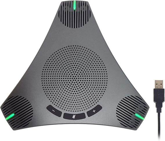 Conference Speaker and Microphone, 360 Omnidirectional USB Speakerphone Microphone with USB Hub, Noise Reduction/Echo Cancellation Computer Microphone for 8-10 People Business Conference, Home Office