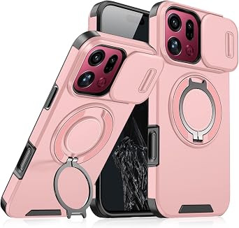 Compatible with Oppo Find X9 Pro Case with Stand, Heavy Duty Shockproof Phone Case for Oppo Find X9 Pro with Camera Cover Pink
