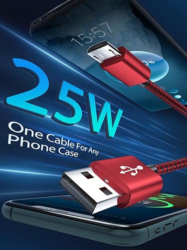 Miniatura 2 de Cable micro USB, cable de carga rápida Android de 6 pies para Kindle Fire, controlador de PS4, teléfono Alcatel, cable de carga trenzado para