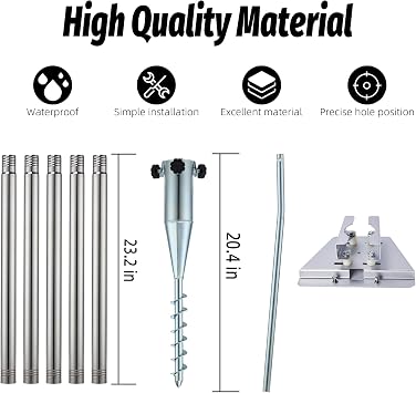 Starlink Gen 3 Pole Mount, Starlink Mini Pole Mounting Kit, 9ft Starlink Ground Pole Mount Kit Features a Durable 1.5'' Diameter Pole with No Dig Ground Anchor, Suitable for Starlink Gen V3/Mini