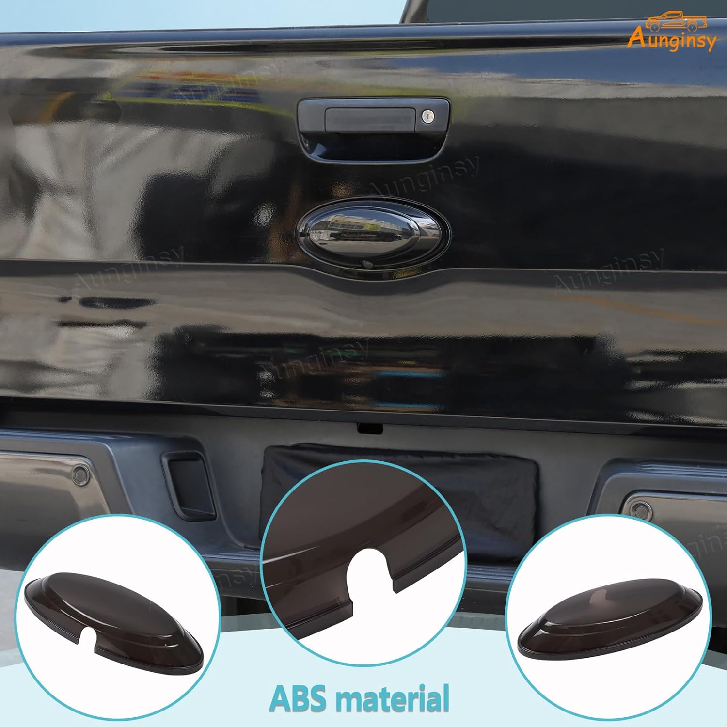 Aunginsy Tailgate Emblem Trim Cover Compatible with Ford Ranger 2015-2022, ABS Car Rear Trunk Emblem Center Badge Logo Decorative Cover Circle Ring Protector Overlay Smoked Black Exterior Accessories
