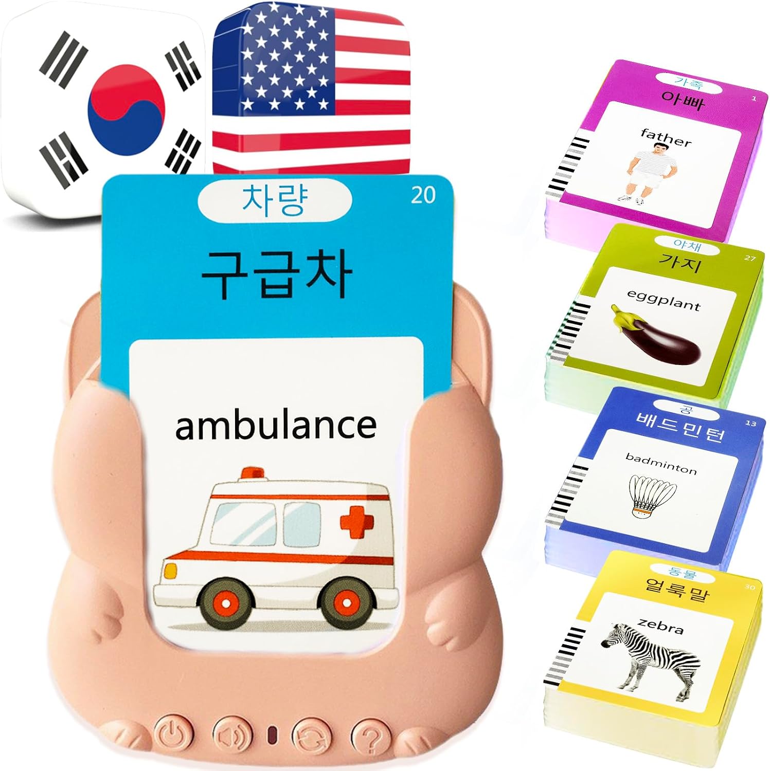 Talking Flash Cards Bilingual - Korean English Flashcards Kids