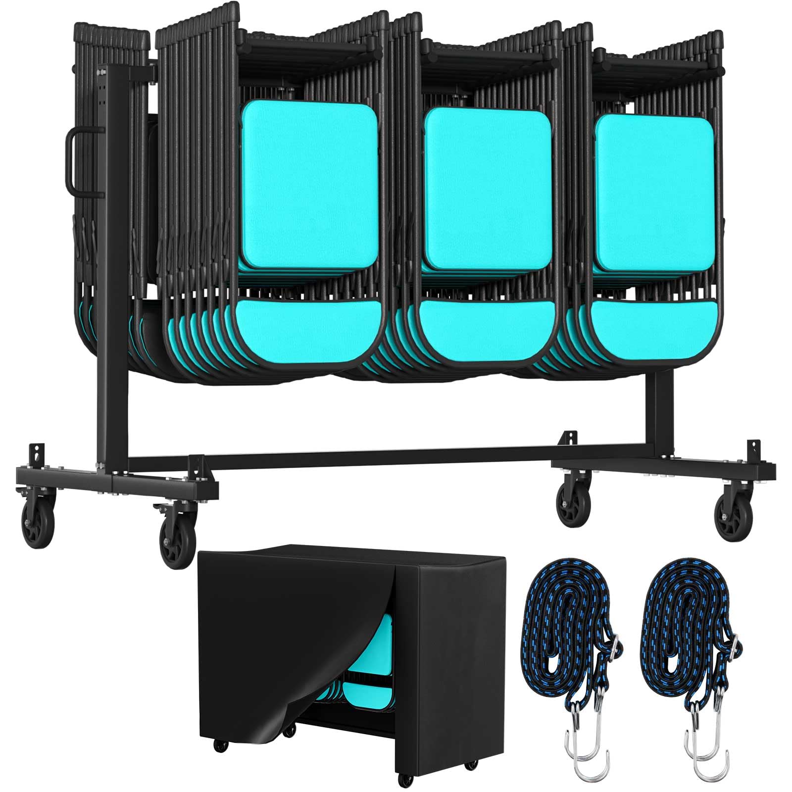 Doniks Folding Chair Rack- Heavy Duty Folding Chair Cart with Swivel Wheels, 12 Tables or 42 Chairs,1000lbs Weight Capacity, with Outdoor Cover and 2