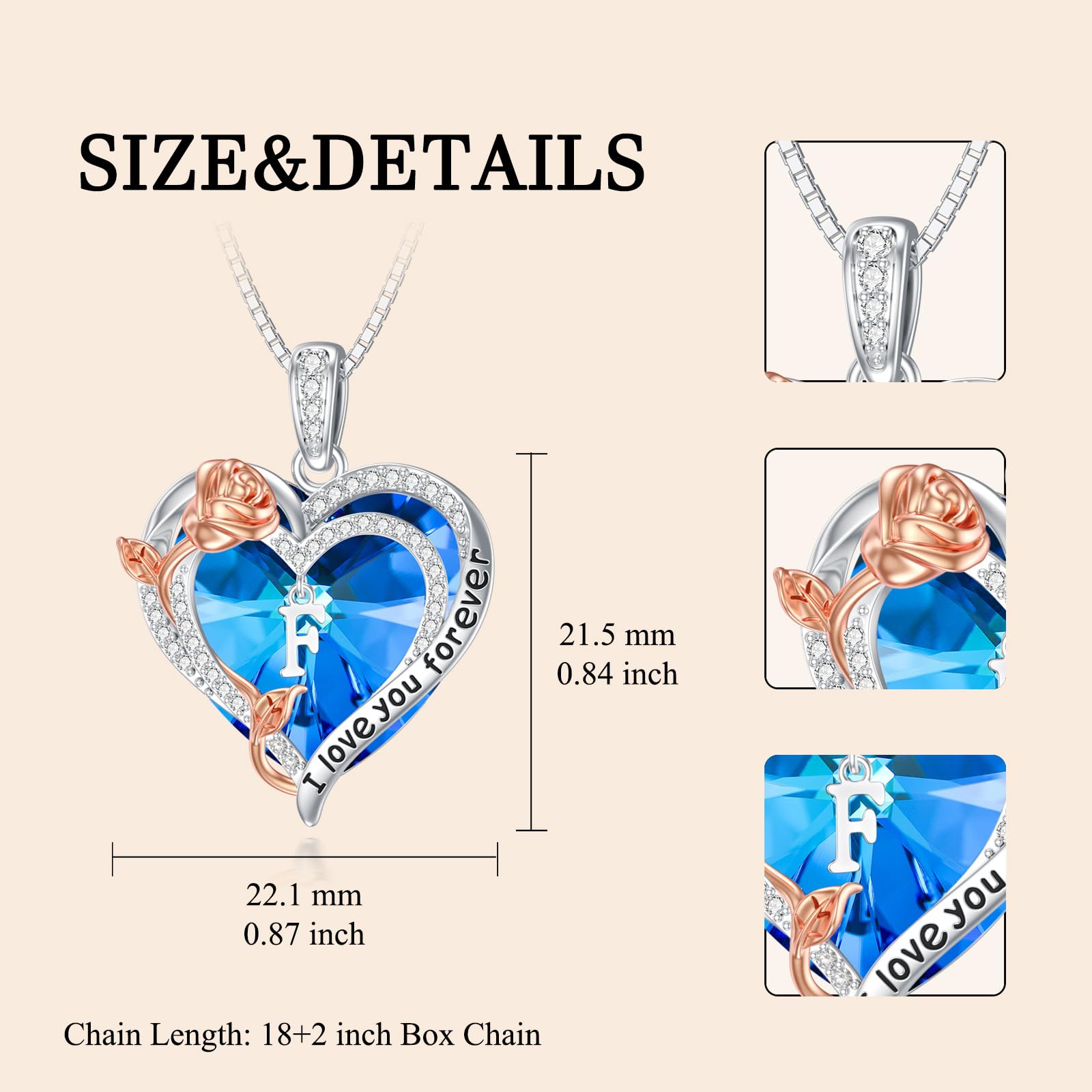 Collares con inicial de corazón y flor de rosa para mujer, collar de cristal con letras del alfabeto en plata de ley 925, colgante de corazón con inicial, regalos de joyería para mamá, hija, esposa