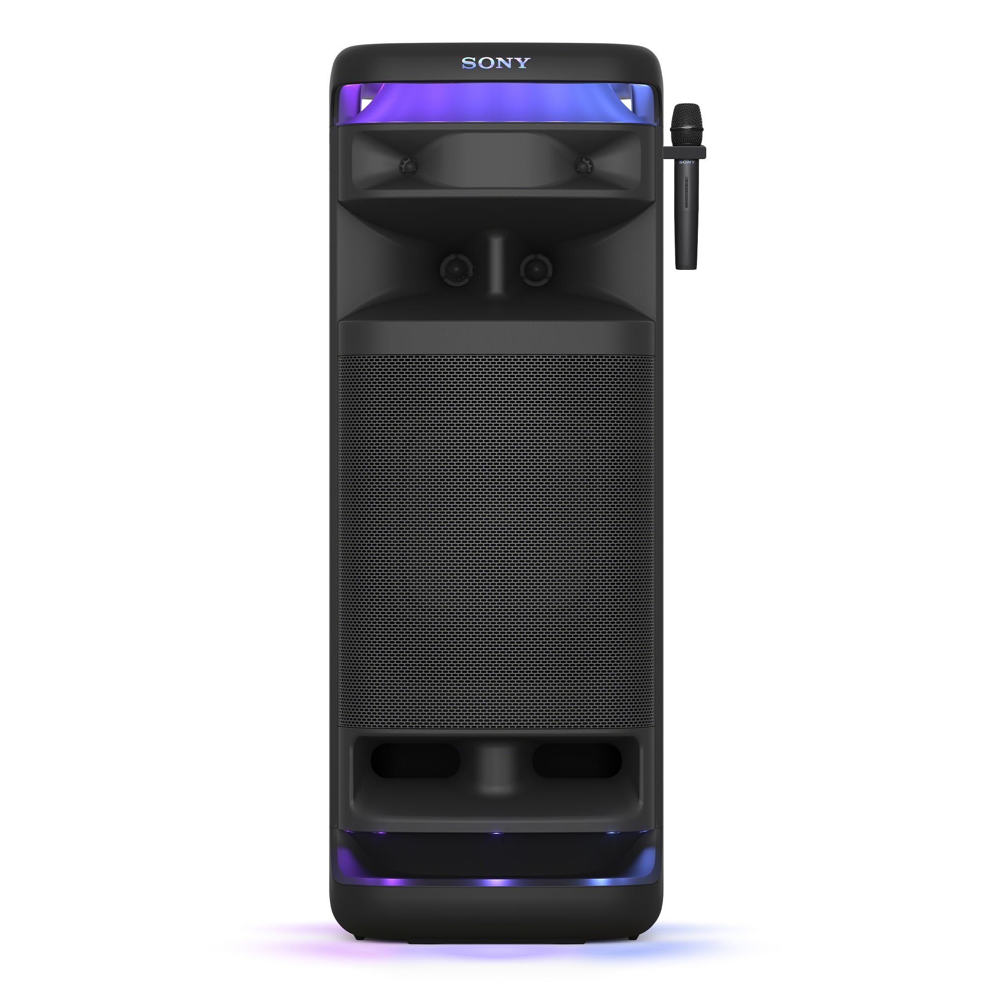 Sony ULT TOWER 10 - Altoparlante Bluetooth per feste con ULT POWER SOUND, bassi profondi, altoparlanti X-​Balanced, luci a LED a 360 gradi, microfono wireless, portatile, con maniglia e ruote - Black