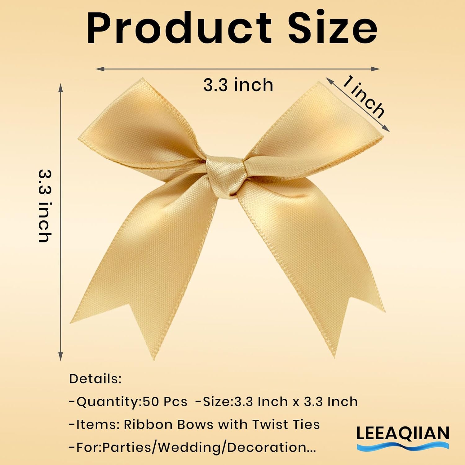 50 Pcs White Bows 3.3" Twist Tie Bows with Satin Ribbon for Gift Wrapping image 2