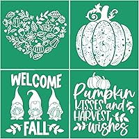 Vista 16 de JAJADO Plantillas de pantalla de seda de otoño, juego de pintura de pasta de tiza de Halloween, 23 piezas, transferencia de pantalla de seda