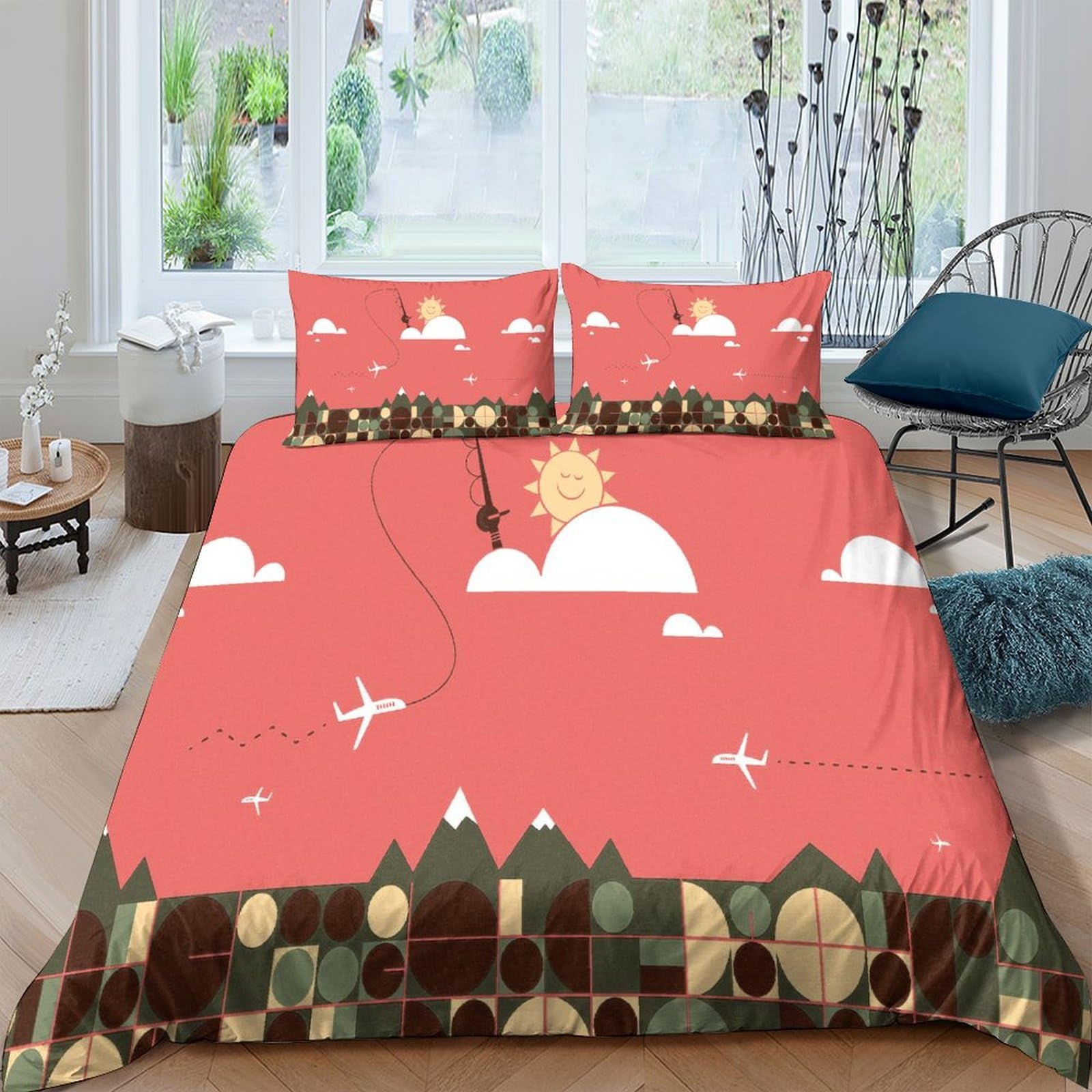Housse de couette avion avec fermeture éclair pour faire le lit facilement