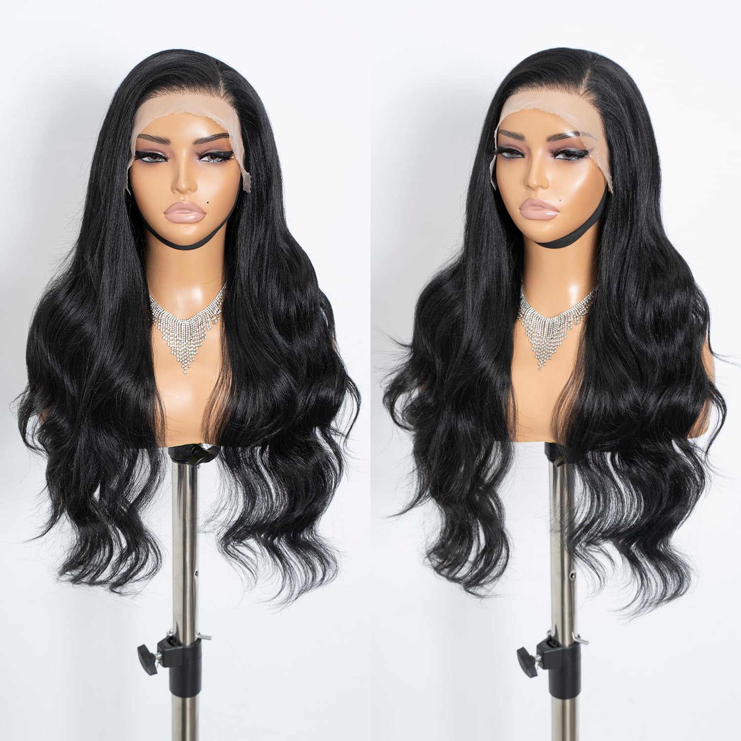 Joedir 26" Big Curly Wavy 13x4 Free Parting HD Lace Frontal Wigs Pre Plucked Natural Hairline High Temperature Synthetic Wigs For Women(Black Color)