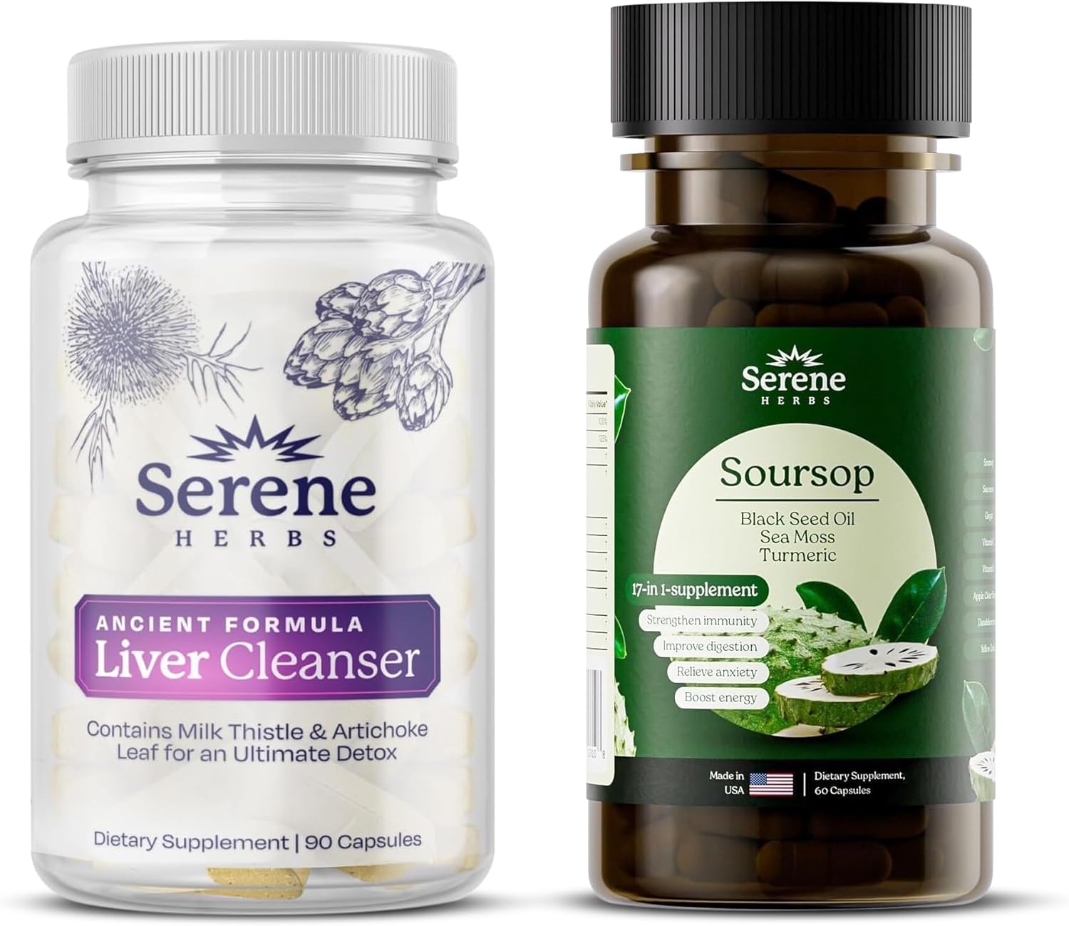 Serene Herbs Total Body Herbal Support – Liver Capsules + 17-1 Capsules