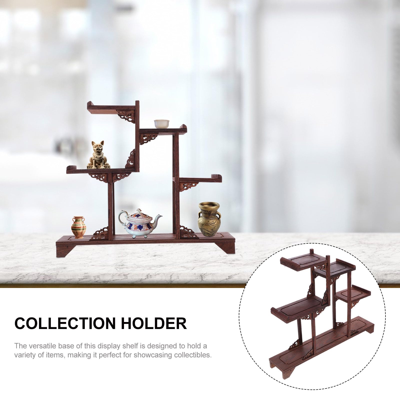 Antiker Schmuckständer aus Hartholz mit Künstlerischem Design Multifunktionaler Aufsteller für Wohnzimmer Dekoration und Elegante Präsentation
