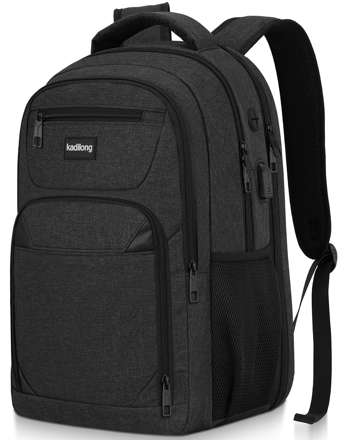 kadilong Laptop Backpack for Men, School Bookbag Gift for Teens Boys Student High School,College Computer Bag Business Anti Theft Sturdy Back Pack with USB Charger Fits 15.6 Inch Notebook, Black