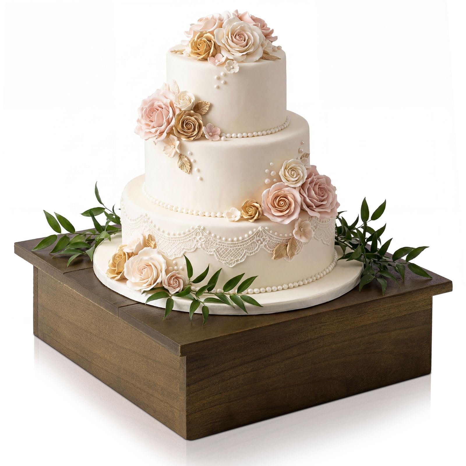 Photo 1 of Lallisa Wooden Cake Stand Square Rustic Display Riser for Weddings,Brown