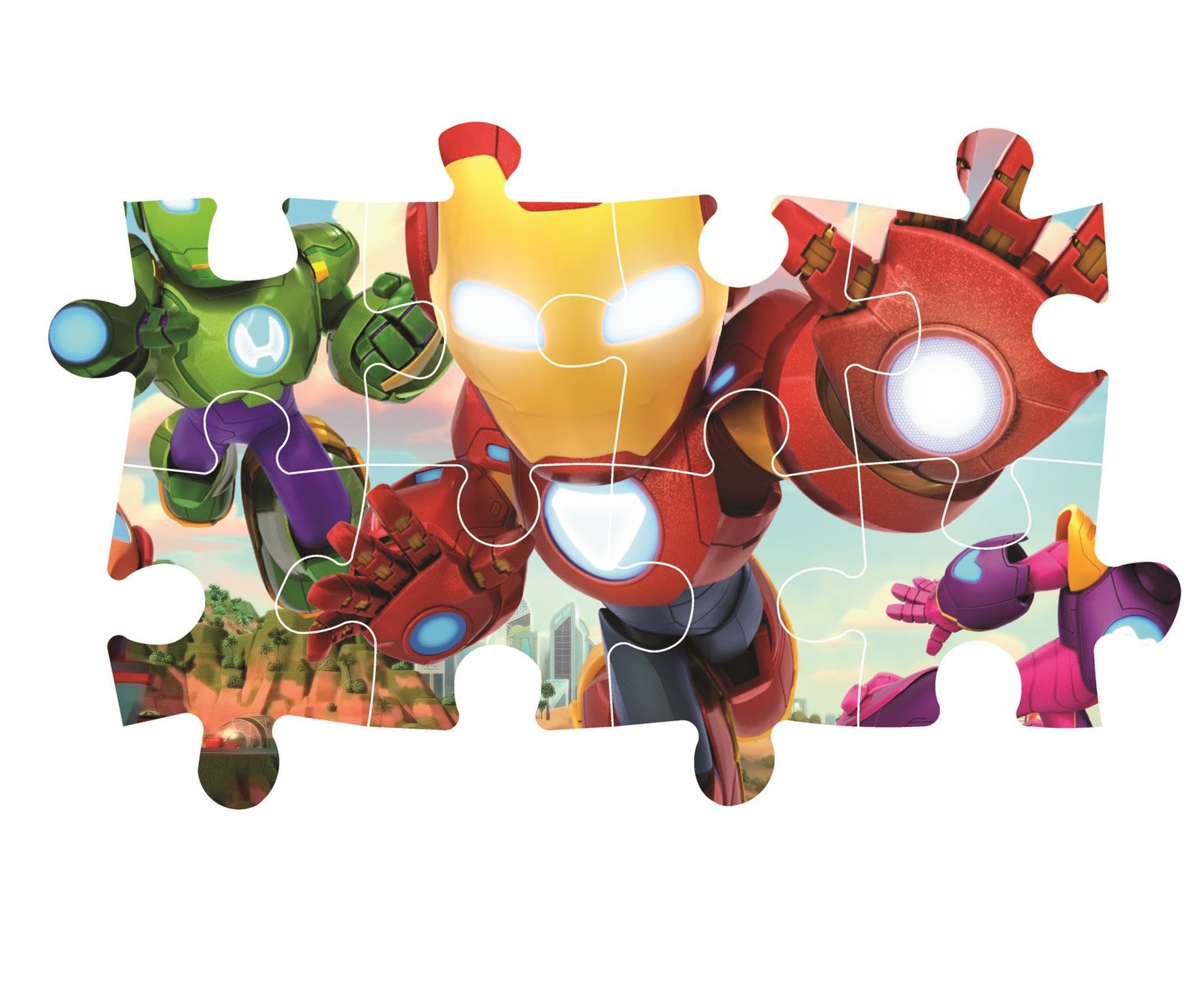 Clementoni - Puzzle Marvel Iron Man and his Awesome Friends, 104 Pezzi, Bambini 4+ Anni, Colorata Illustrazione dei Personaggi del Cartone Animato, Idea Regalo, Made in Italy, 62x42 cm, 23778