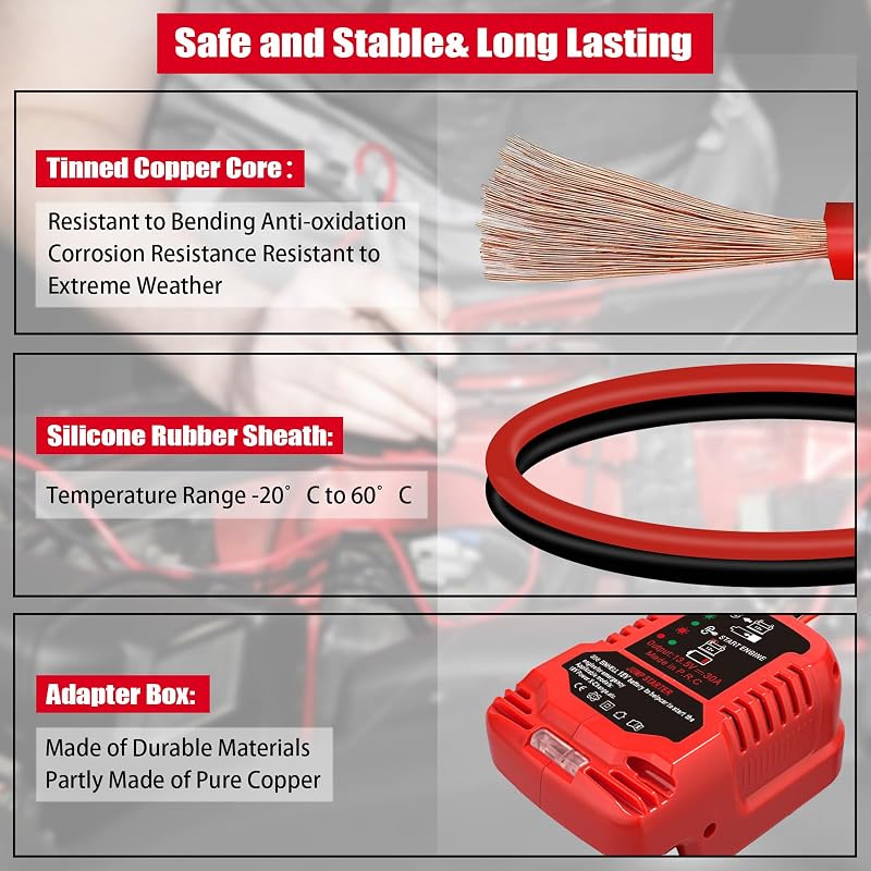 TPDL Indítóakkumulátor Einhell Power X-Change 18V Akkuhoz, Autóindító Kábellel