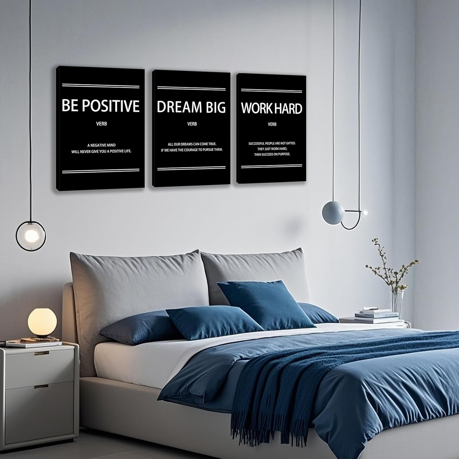 3 Panel Print Canvas Wall Art Motivational Office Wall Decor Painting Inspirational Posters Modern Inspiring Artwork for Home Living Room Bedroom Wall Decor Office Wall Art Ready to Hang - 48"Wx24"H