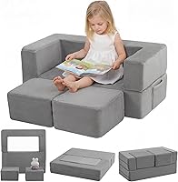 Vista 10 de MeMoreCool Sofá Modular para Niños, Sofá de Juego de Pana para Niños Pequeños para Dormitorio, Muebles de Sala de Juegos, Sofá Cama de Espuma
