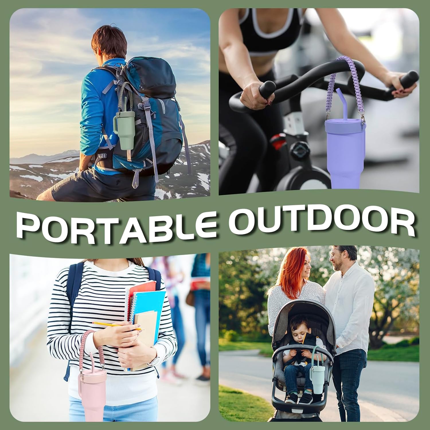 Greant Water Bottle Handle for HydroFlask Tumbler Handle 40oz & 32oz, Strap for HydroJug 40oz Tumblers, Tumbler Carrier for BruMate 40 oz, Agave - Image 3