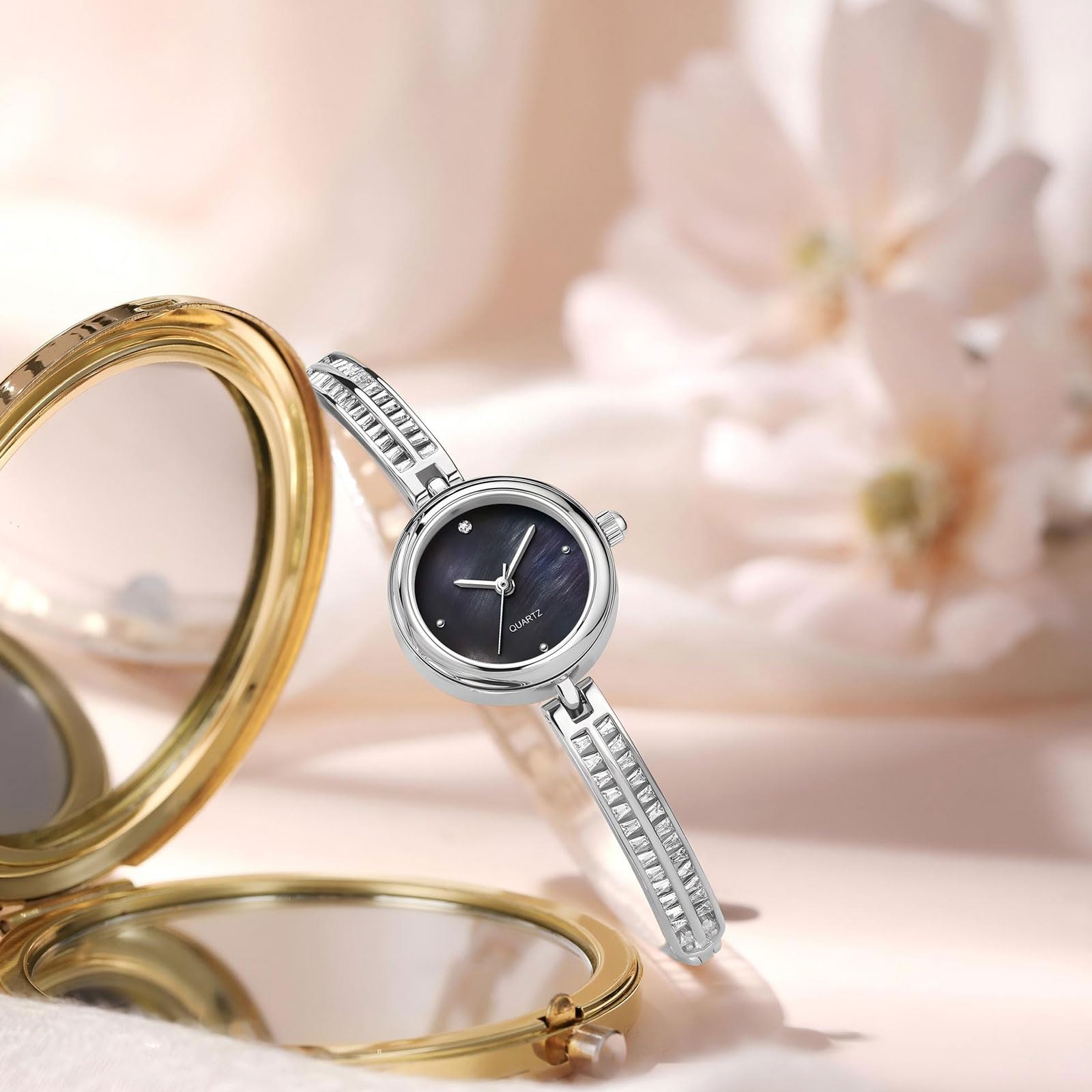 findtime Elegante orologio da polso da donna 3 ATM, impermeabile, leggero, da donna, analogico, al quarzo, regolabile, con strass
