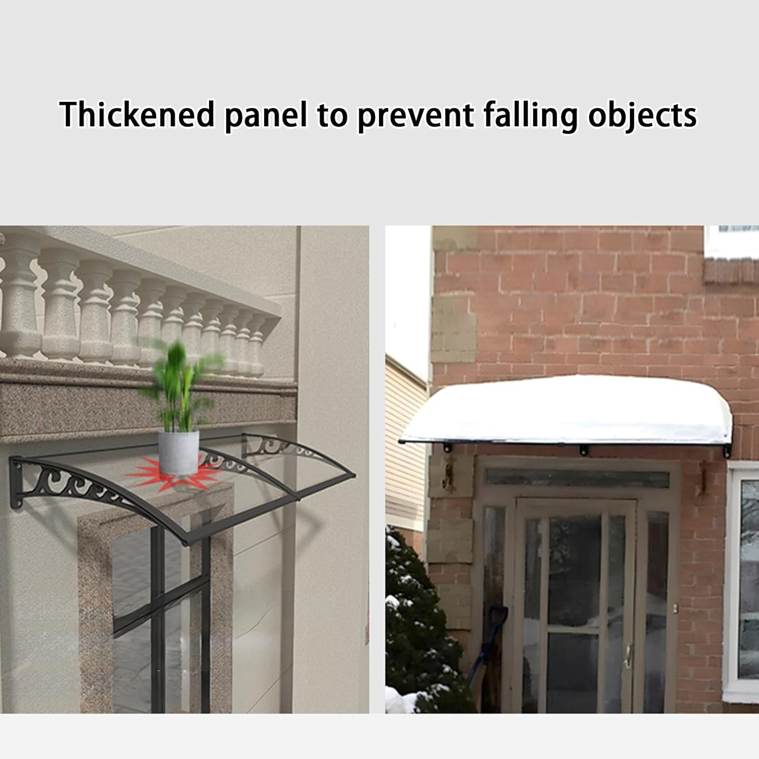 Awning, Window Awning, Canopy for Garden Outdoor Patio Protection with Metal Bracket, Door Canopy for Front Doors, Rain Snow Sunlight Protection(100x100cm)