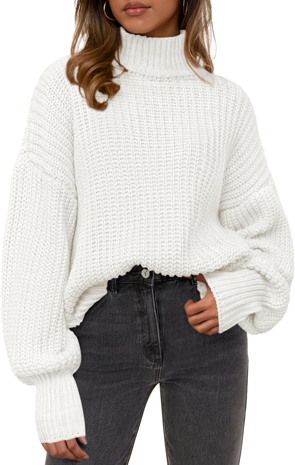 PRETTYGARDEN Fall Oversized Sweaters for Women 2025 Chunky Knit Long Sleeve Turtle Neck Pullover Tops Cozy Winter Clothing