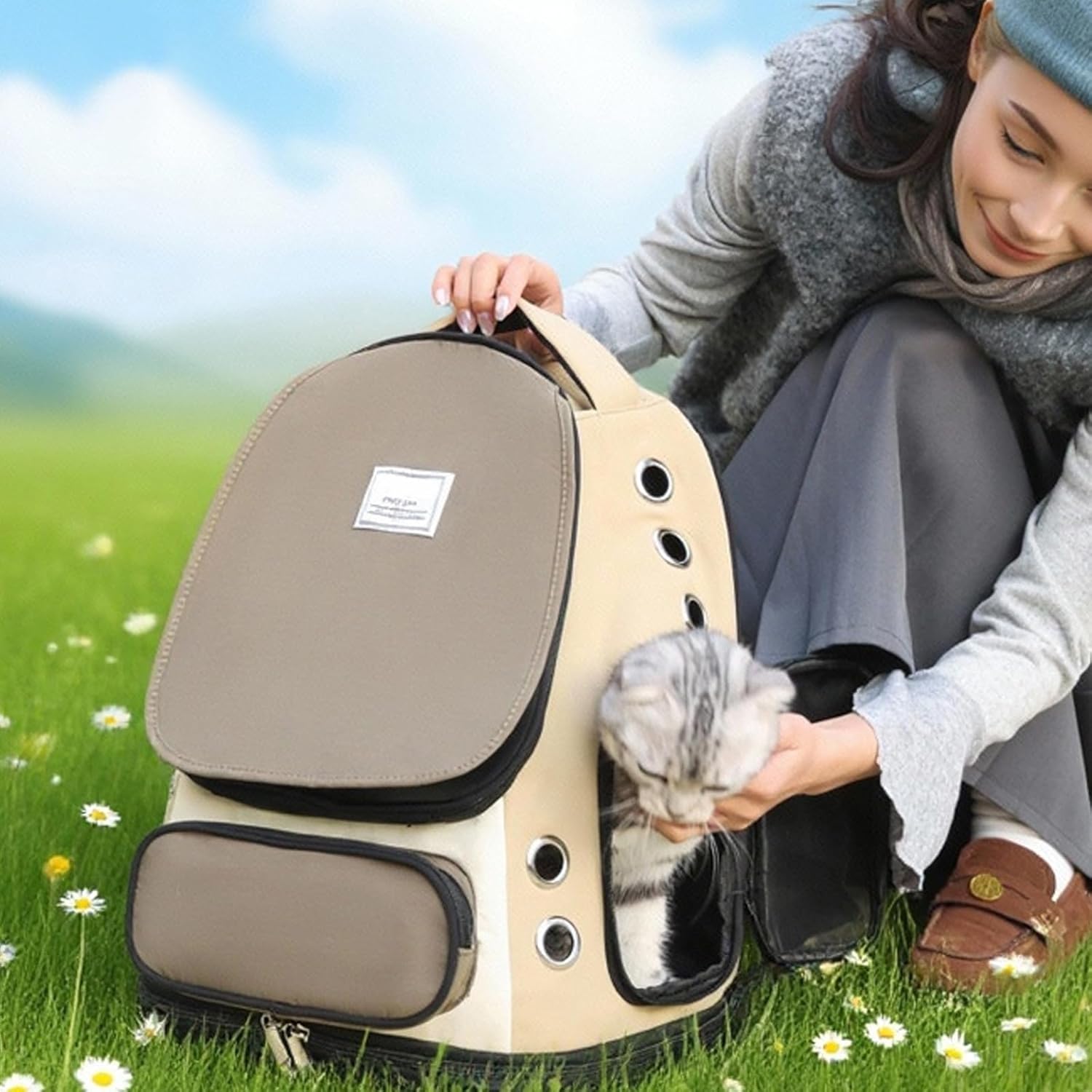 Light Weight Breathable Pet Carrying Backpack Double Openings Large Capacity Cats Bag for Small Dogs and Cats Small