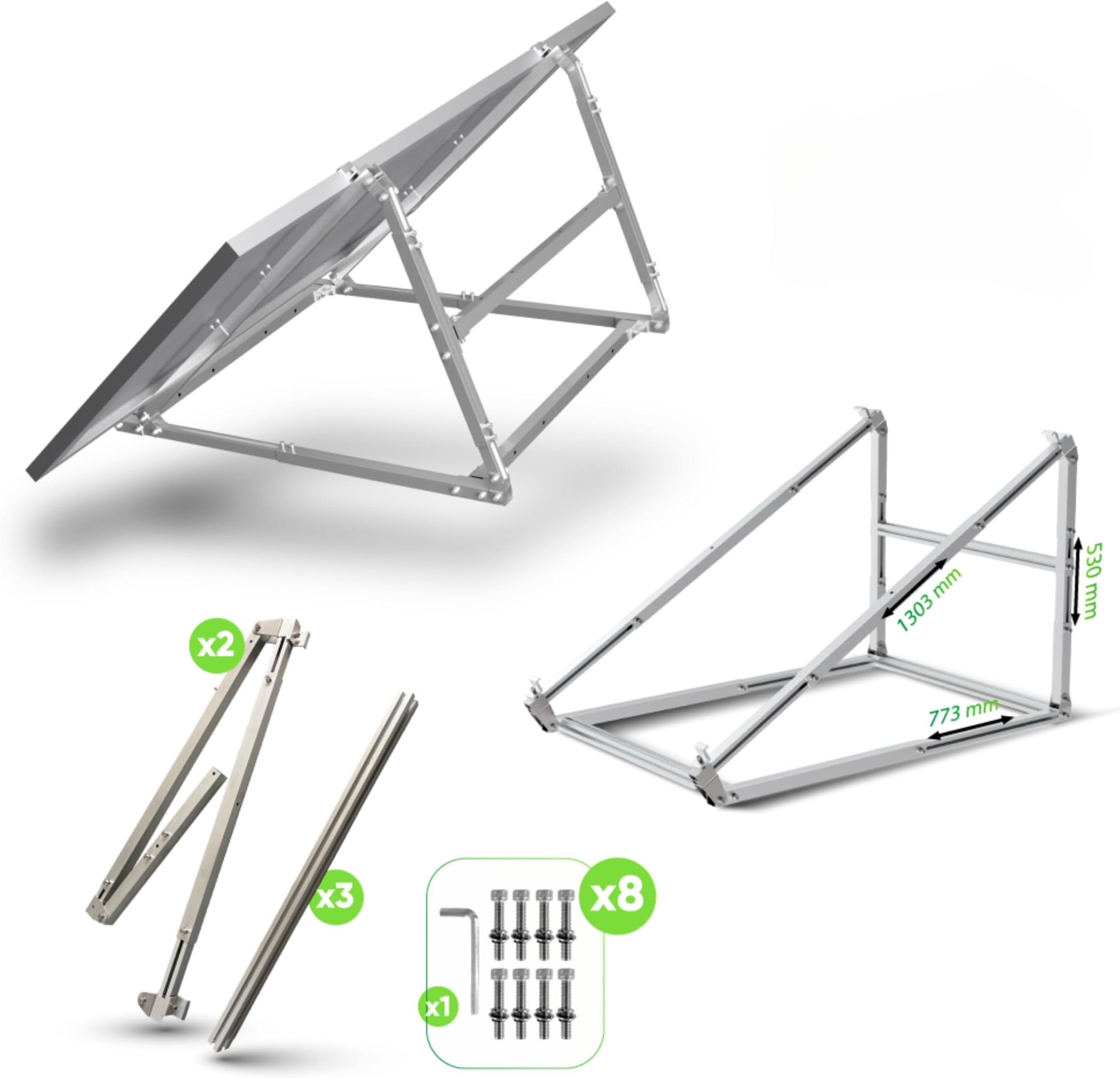 2 Faltbare Solarpanel-Ständer Aus Stahl – Leicht & Wetterfest Für Camping, Garten Oder Unterwegs