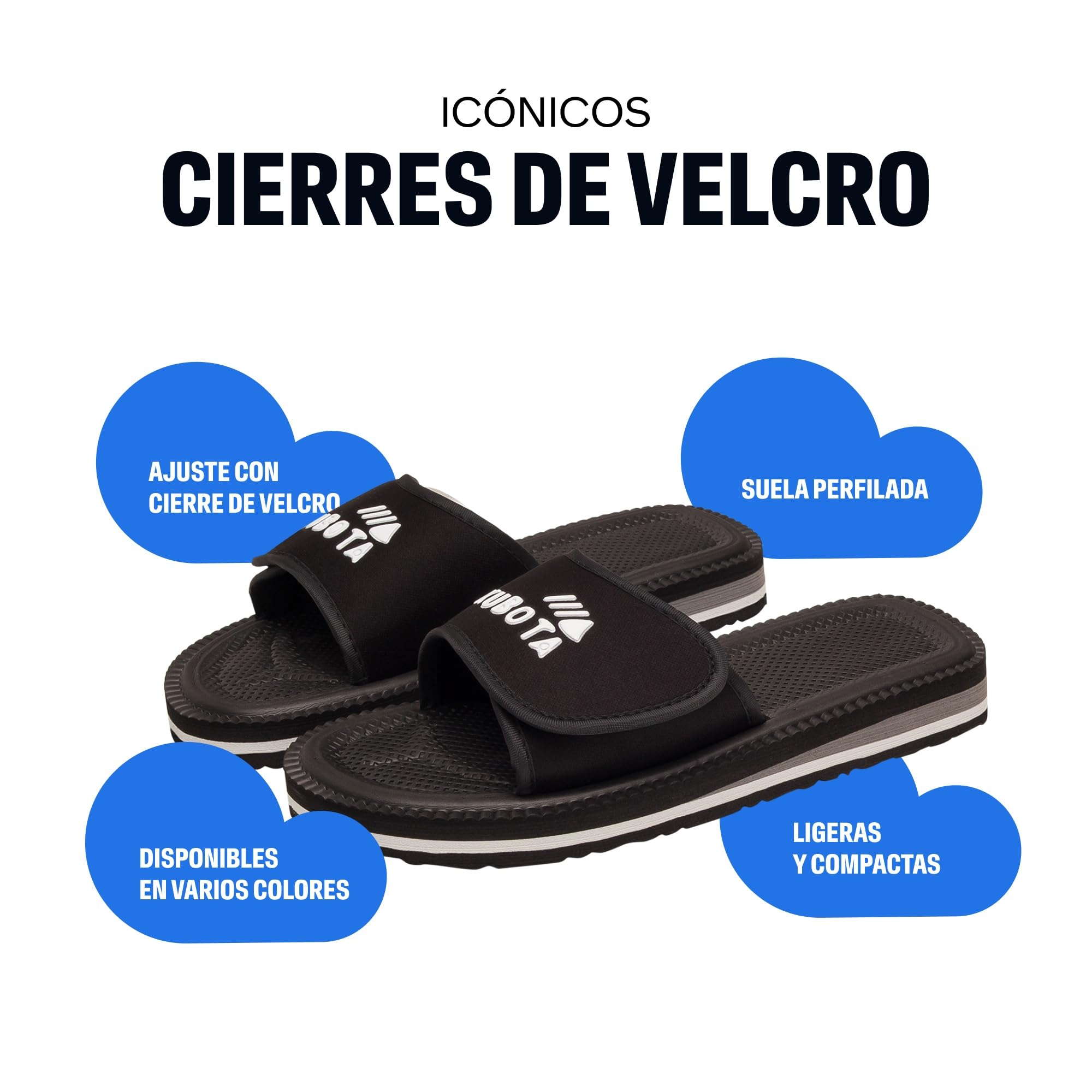Kubota Chanclas con Cierre de Correa Mujer – Chanclas para Sauna – Zapatillas de Playa – Chanclas Ajustables – Chanclas de Espuma