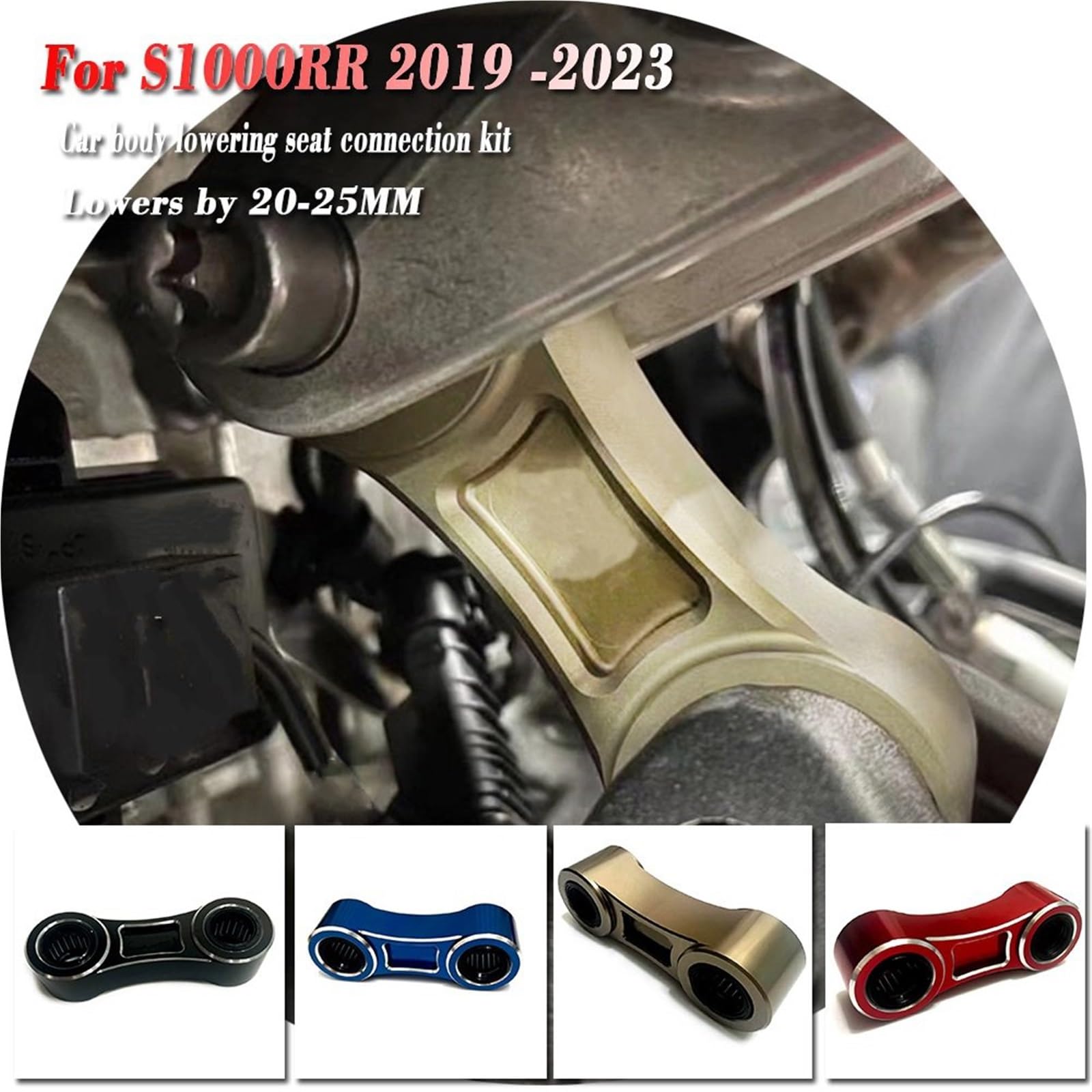 Zestaw łączników obniżających Do S1000RR 2019-2022 zestaw łączników obniżających 20-25 MM Łącznik obniżający | Zestaw łączników siedzenia z obniżonym nadwoziem, akcesoria motocyklowe