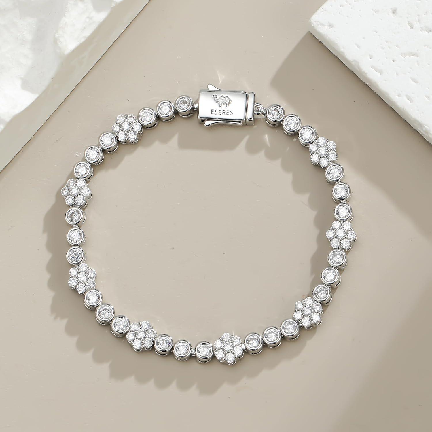 Eseres Tennis Bracelets for Women 7in Gold Plated Bracelet for Men Round Zircon Silver Tennis Bracelet Classic Hip Hop Hand Chain Jewelry Gift - Image 3