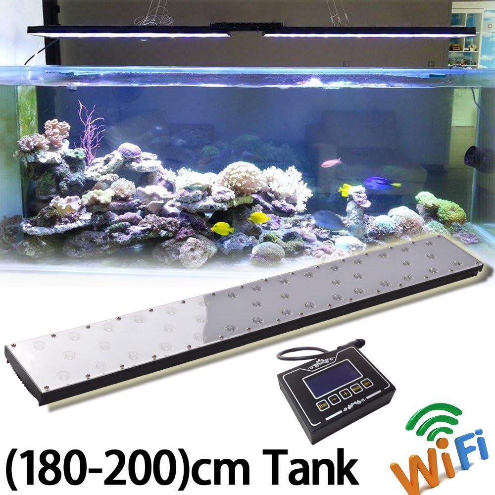 DSunY 2x34 Aquarium LED Light 240W 4 Channels Bright Lunar Saltwater Tropical Fish Tank 180cm, Programmable 6ft Aquarium Lamp Lighting Moon(Android+ISO)