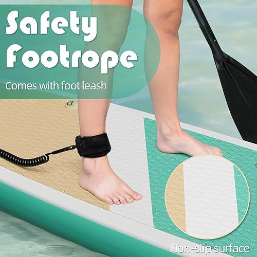 Vista 28 de Tabla de remo inflable con accesorios SUP y mochila. Tablas de remo para adultos. Cubierta antideslizante, postura ancha, aleta inferior, bomba