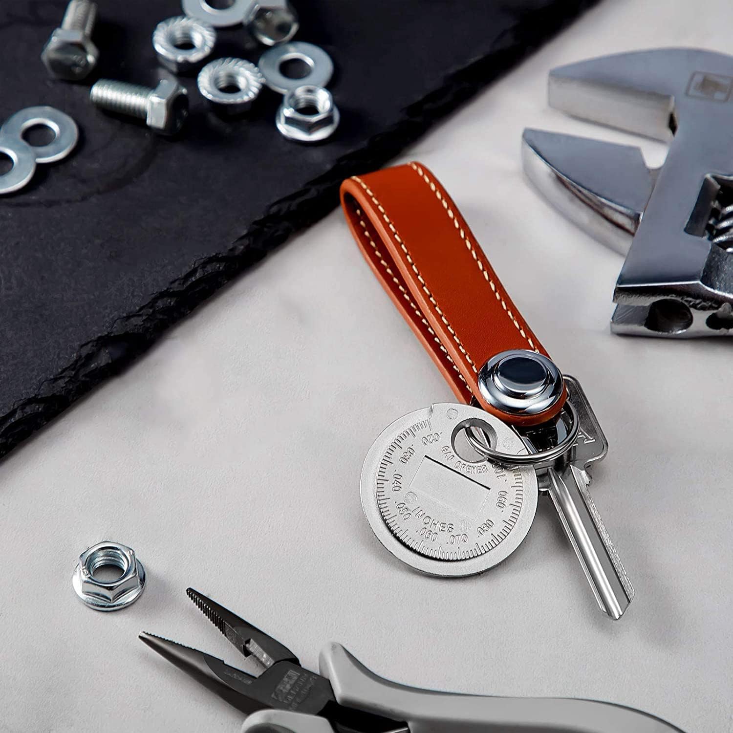 ACGarden Spark Plug Space Tool Gapper Gauge- Wire Spark Plug Space Measuring Tool Scaled from .020Inch to .100Inch, Silver