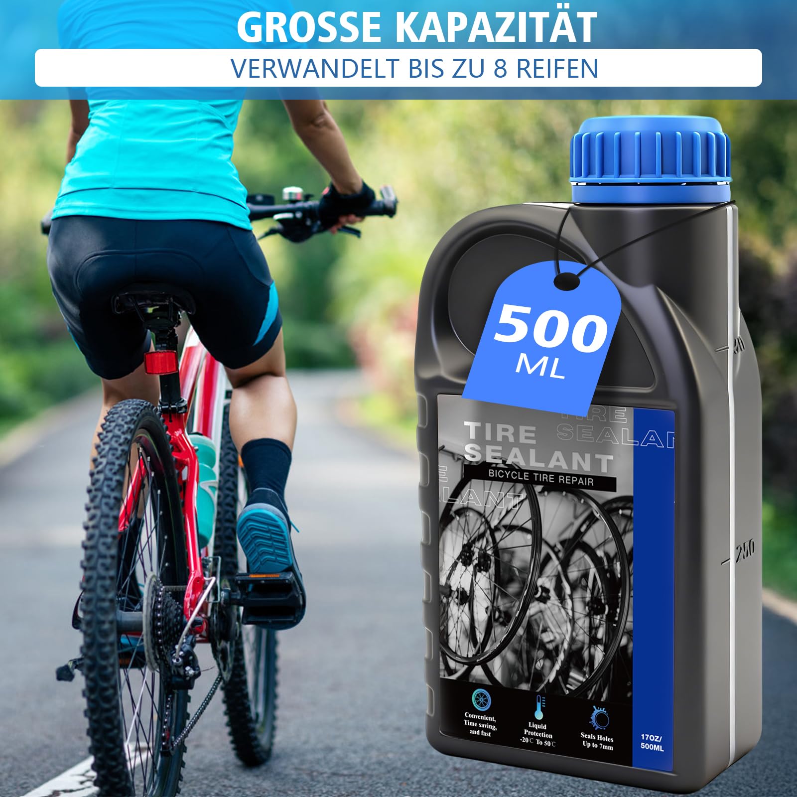 Scalnuvyyh Tubeless Milch, 500ml Dichtmilch Tubeless und Tubeless Spritze Dichtet Schnell Löcher bis zu 7mm, Fahrrad Reifendichtmittel Tubeless Reparaturset für MTB, Rennradreifen Sport & Freizeit