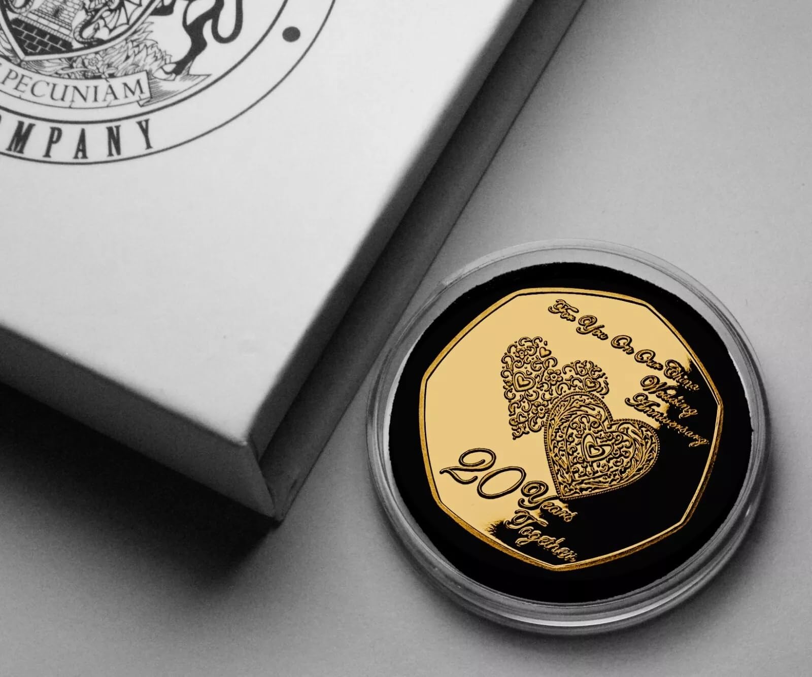 The Commemorative Coin Company Gold On Our 20Th China Wedding Anniversary 24Ct Commemorative. Gift Box. Husband/Wife/Couple 20 Years Together Gift/Present/Token